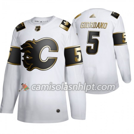 Camisola Calgary Flames Mark Giordano 5 Adidas 2019-2020 Golden Edition Branco Authentic - Homem